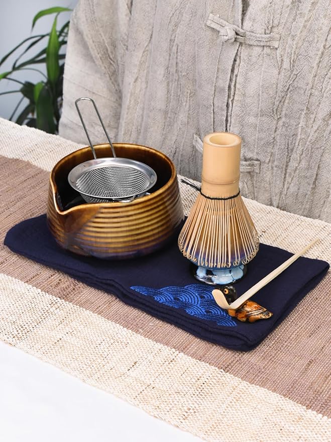 Artcome Matcha Tea Set – Japanese Ceremonial Matcha Kit with Pouring Bowl, Bamboo Whisk, Scoop, Sifter & Holder – Traditional Tea Ceremony Tools for Home or Gift