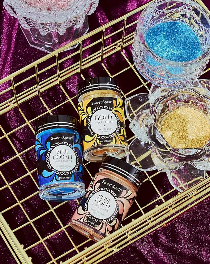 Sweet Spell Gold Edible Glitter (15g) - Shimmer Sparkles for Drinks, Cakes, Cocktails - 100% Edible & Food Grade Glitter, Vegan, Gluten-Free (Gold)