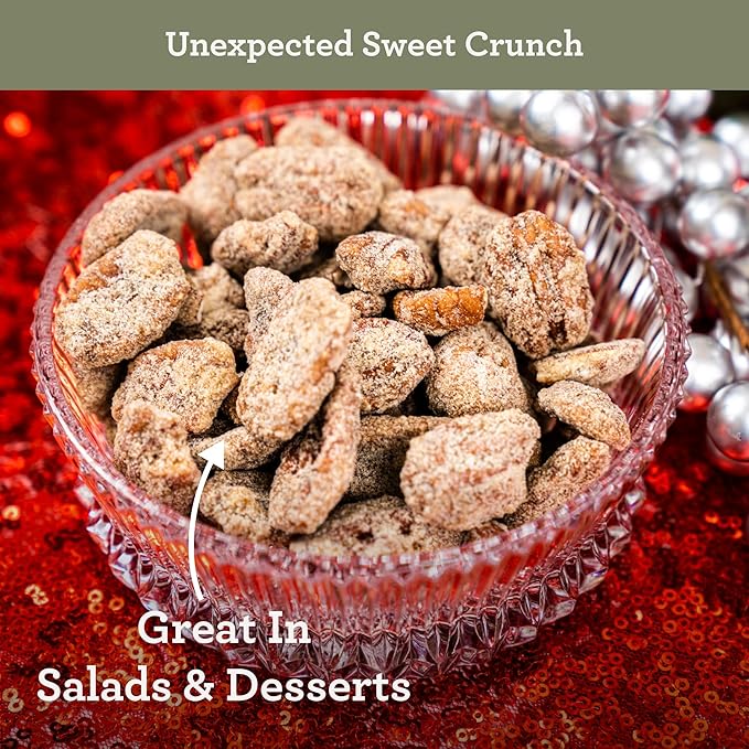 HUDSON PECAN COMPANY: Praline Roasted Georgia Pecans | Candied Gourmet Delight, Irresistible Southern Sweetness (Perfect for Snacking, Baking, Salads, Desserts, Gifting & More), 8 oz Resealable Pouch
