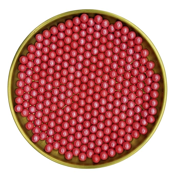 Edible Christmas Red Pearl Sugar Sprinkles Candy 7mm Mini Pearls Cake Decorations Cupcake Toppers Cookie Decorating Perfect for Wedding Party Valentine Halloween Christmas Supplies 3OZ