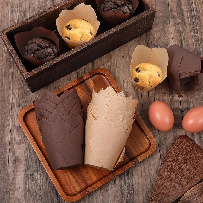 600 Pcs Tulip Cupcake Liners Baking Cups Muffin Baking Cupcake Liners Wrappers Greaseproof Tulip Cups Holders for Party Wedding Birthday Baby Showers (Simple Style)