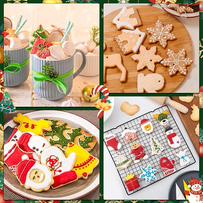 Lezmarket 24Pcs Christmas Cookie Cutters Set, Stainless Steel Metal Winter Holiday Cookie Cutter Christmas Shapes - Snowman, Christmas Tree, Gingerbread, Snowflake, Angel, Bells, Santa Claus, Candy