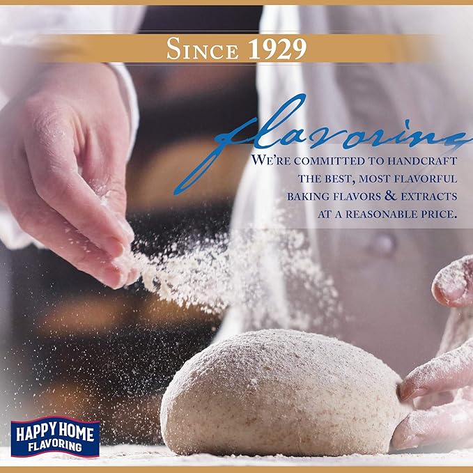 Happy Home Flavoring Imitation Butter & Nut Baking Flavor Emulsion - Certified Kosher, 4 oz.