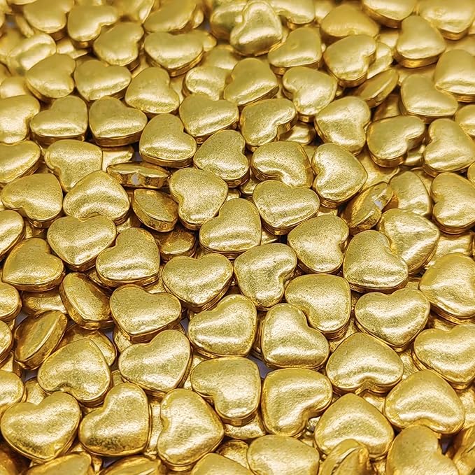 Super Gold Heart Sprinkles Edible Heart Cake Decorating Cake Decorations Cupcake Toppers Cookie Decorating Perfect for Cakes, Cupcakes, Desserts Toppings 3OZ
