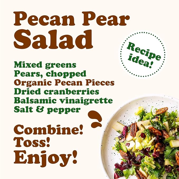 Food to Live Organic Pecan Pieces, 12 Ounces Raw, Chopped Pecans, Non-GMO, Unsalted, Unroasted, Kosher, Shelled, Kosher, Vegan, Sirtfood, Bulk. Keto-Friendly. Good Source of Iron, and Calcium.