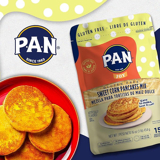 P.A.N Sweet Corn Pancakes Mix – Gluten Free Easy to Prepare 1 lb (Pack of 1)