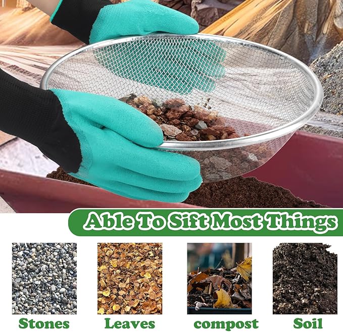 2Pcs Soil, Sand, and Compost Sifter for Gardening – Sieve for Rocks, Dirt, and Organic Material – Fits 5-Gallon Buckets(1/4In&3/8In Mesh)