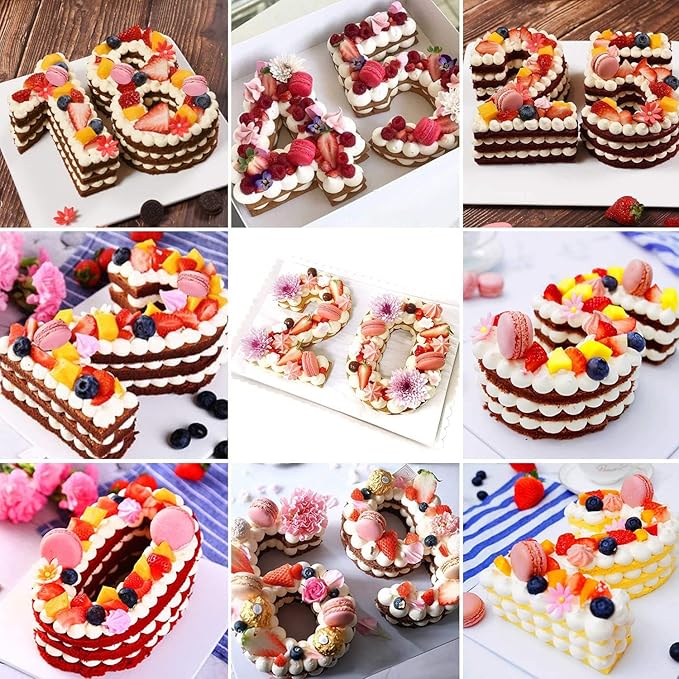 Ducodocu 3D Silicone Cake Pans Large Number Cake Mould Novelty Cake Tins DIY Baking Mold for Birthday Wedding Anniversary 10 inch Number of 6