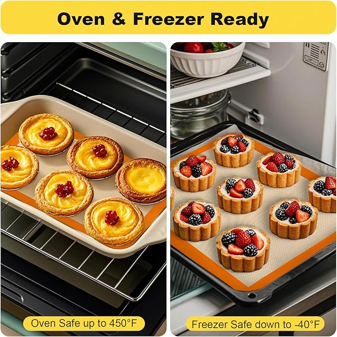 Silicone Baking Mat, 2 Pac 16.5"L x 11.6"W Silicone Cookie Sheets Reusable Baking Mat - Non-Stick Food Safe Dark Gray Oven Baking Sheet for Making Cookies Macaroons Bread