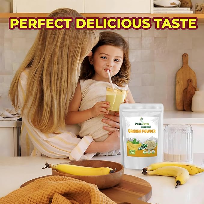 DARLAC FARMS Freeze Dried Banana Powder 8Oz, Natural ingredients, Nutrient-rich, Vegan, No Add Sugar, Preservative-free, Convenient zip-lock Pouch, Perfect for Smoothies, Baking, Seasoning
