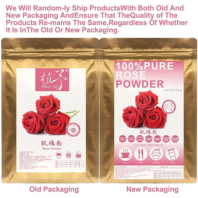 100% Natural Pure Rose Powder 100g/3.52oz 玫瑰粉 Edible Rose Petal Powder for Cooking & Baking - Natural Powdered Organic Rose Petals for DIY Face Masks, Skin & Hair Care Products