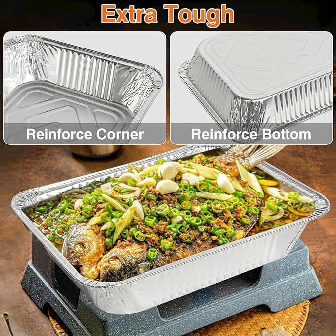 Gladify Aluminum Foil Pans 9x13 Disposable Baking Pans 30 Pack Heavy Duty Half Size Tin Foil Trays for Steam Table, Roasting, Cooking, Heating, Freezing Food1