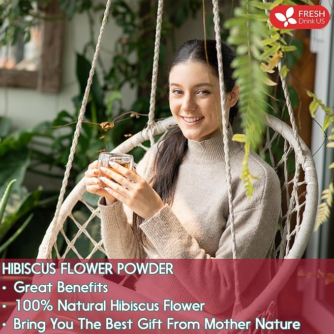 FreshDrinkUS, Premium 40oz Hibiscus Flower Powder, 100% Natural and Pure from Hibiscus Flowers, Natural Food Coloring, No Additives, No Gluten, No Sugar, Vegan