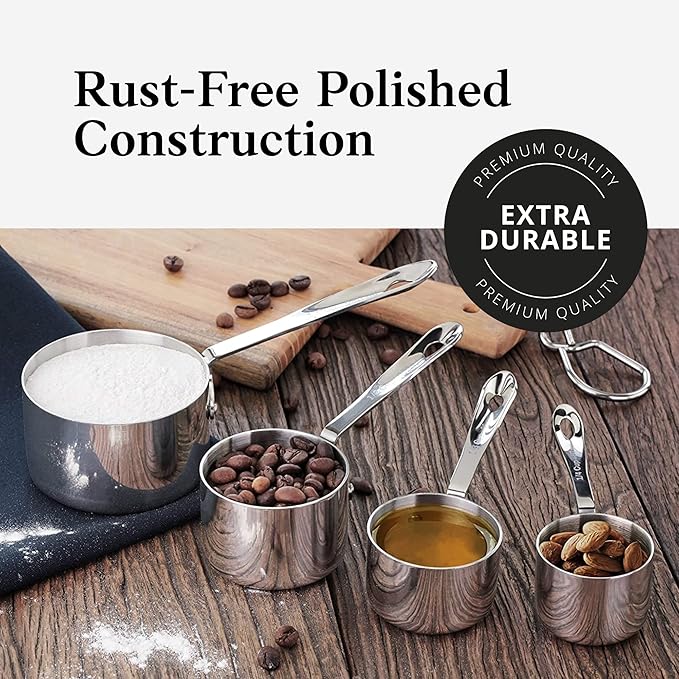 New Star Foodservice 43150 Stainless Steel 18/8 Measuring Cups with Brass Plated Body