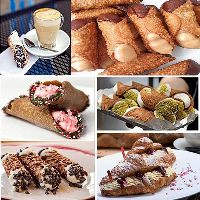 8 Pack Cannoli Tubes, Stainless Steel 5 inch Pancake Tubes Cream Croissant Spiral Cake Baking DIY Spiral Cake Decoration Tool-Candy Corner Mold