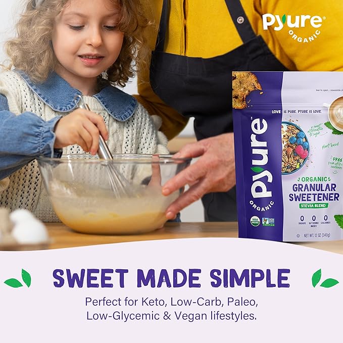 Pyure Organic Stevia Blend | Granulated Sugar Substitute with Zero Calories & Carbs | Keto, Diabetic & Vegan Friendly | Sugary Taste Alternative | USDA Organic Non-GMO | Good For Baking | 2.5lb (40oz)