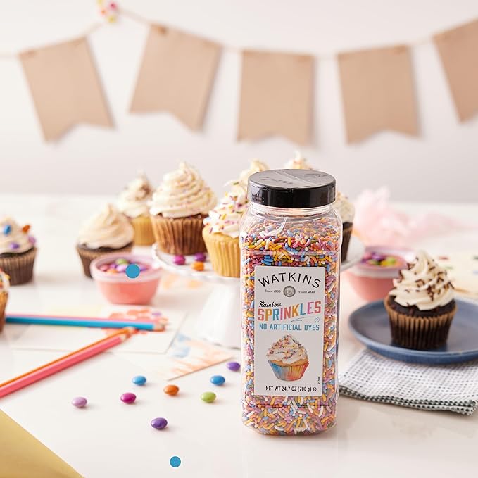 Watkins Rainbow Decorating Sprinkles, No Artificial Dyes, Perfect for Ice Cream and More, 24.7oz