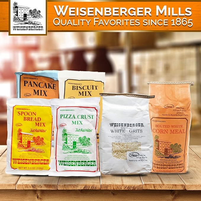Weisenberger Stone Ground Corn Meal - Fine Ground Cornmeal for Bread, Fish Batter, and More - Bolted White Cornmeal - Made from Local, Non GMO Corn- 2 lb