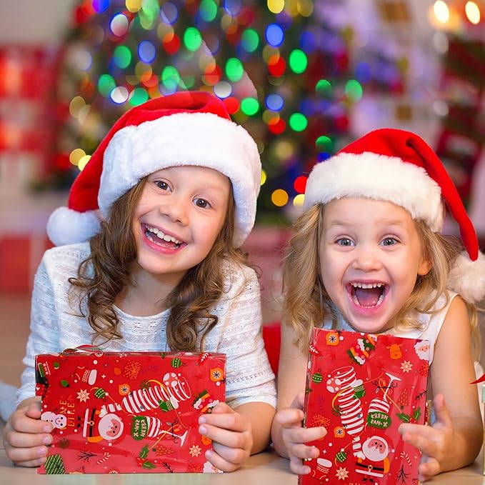 100 Ft X 32 in Christmas Cellophane Wrap Roll Christmas Cellophane Bags Xmas Cellophane Wrap with Special Santa Claus Elk Christmas Tree for Christmas Gift Basket, Treat Wine(Christmas Pattern)