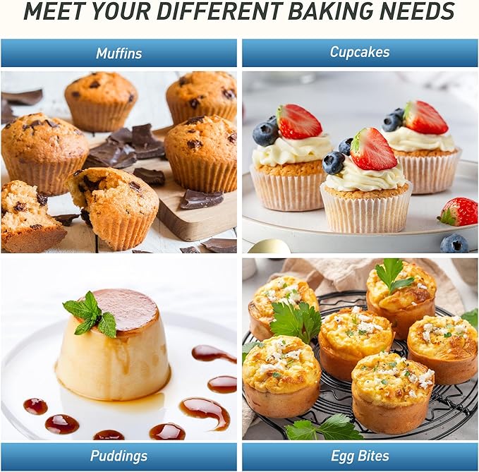 2 Packs 24 Cups Silicone Muffin Pan with Metal Reinforced Frame Mini Size Cupcake Pan Tray Egg Bites Cookie Molds Muffin Tin Tart Pans chocoflan mold Baking Sheet Set Breakfast Sandwiches