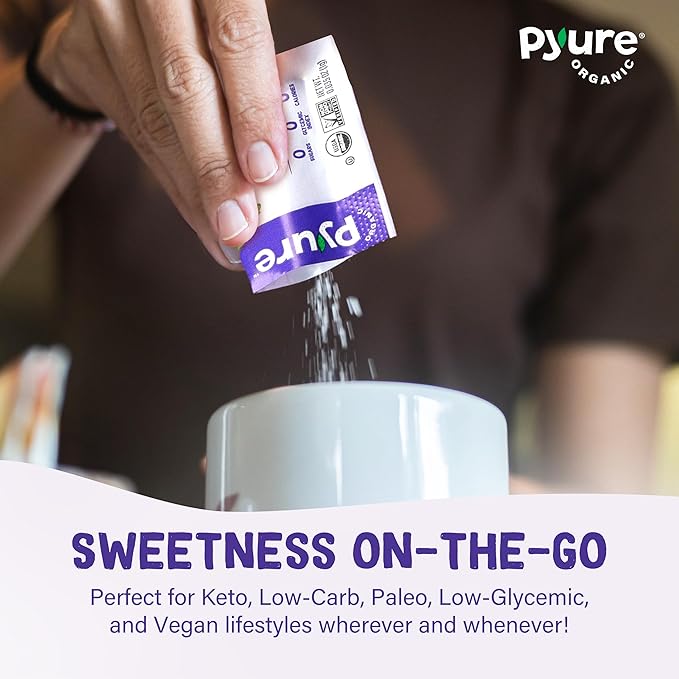 Pyure Organic Stevia Packets | Zero Calorie Sweetener for Coffee, and Baking | Granulated Stevia Sugar Substitute | Plant-Based, Keto, Diabetic & Paleo Friendly | USDA Organic, Non-GMO | 40 Packets