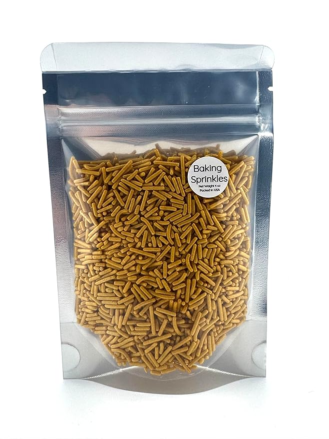 Gold Sprinkles for Baking Cakes, Cupcakes, Cookie Decorations, Ice Cream and Donut Toppings Edible Decorating Baking Supplies - 4 oz package (Gold)