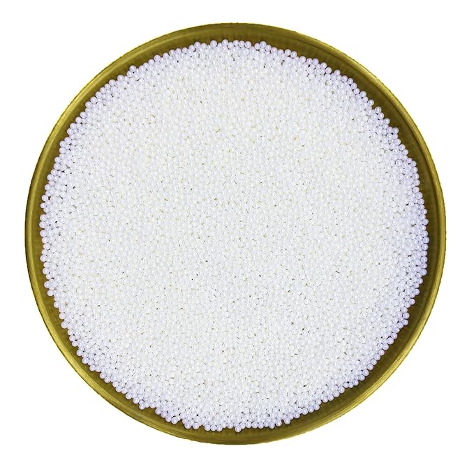 Dynastang 2mm White Pearls Sprinkles Edible Pearls Cake Decorating Stars Cake Decorations Cupcake Toppers Cookie Decorating Perfect for Cakes, Cupcakes, Desserts Toppings 3OZ