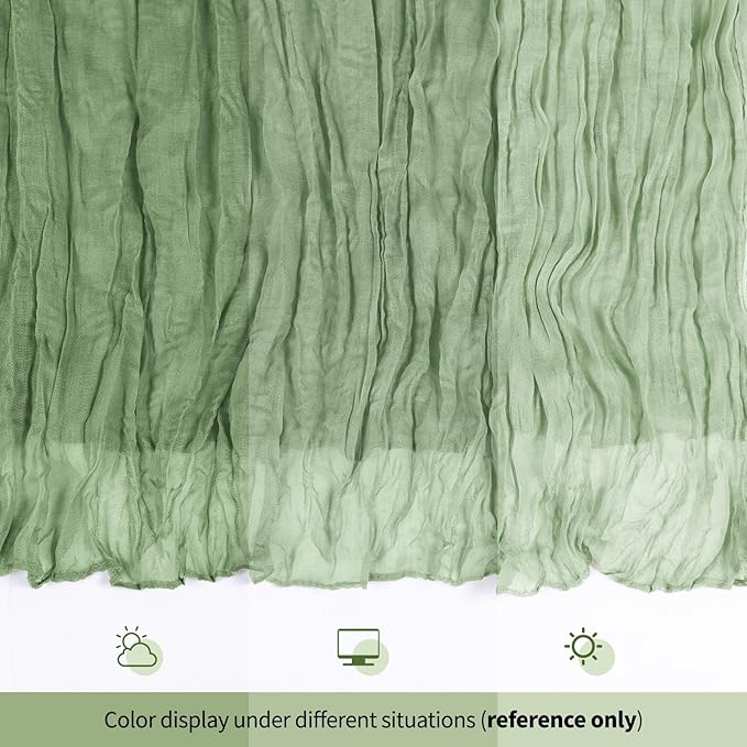 6 Pack Sage Green Cheesecloth Table Runner 17x108 Inch Semi Sheer Boho Gauze Cheese Cloth Fabric Table Runners, for Wedding Party Baby Shower Birthday Home Decor Garden Farmhouse