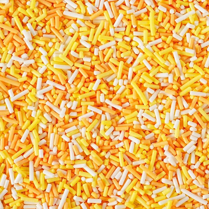 Candy Corn Dye Free Sprinkles, Natural Colors & No Artificial Dyes, Orange Yellow White Jimmies for Baking, Fall Thanksgiving Cake Decorations, Cookies, Dessert Toppings, 4.2oz