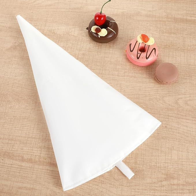 4 Pack Reusable Pastry Piping Bags 16" Cloth Pastry Bags Cake Decorating Bag White Hangable Decorating Bag for Frosting Baking Dessert