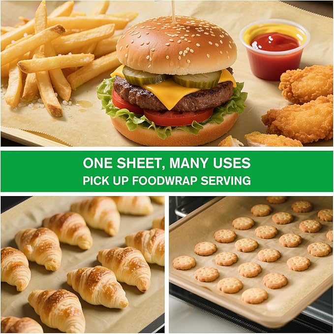 EcoDispose Precut POP UP Deli Paper Sheet Pack of 200, Interfolded Heavy Paper for Food Wrap and Serving (15" x 10-1/2", Kraft)