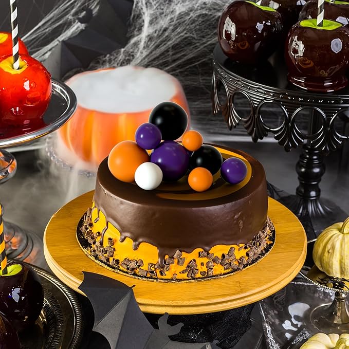 ASTARON 32 Pcs Ball Cake Topper Halloween Decorations Mini Balloons Sticks Foam Balls Birthday Cake Topper Picks Cake Decorations for Halloween Supplies (Orange,Black,Purple)