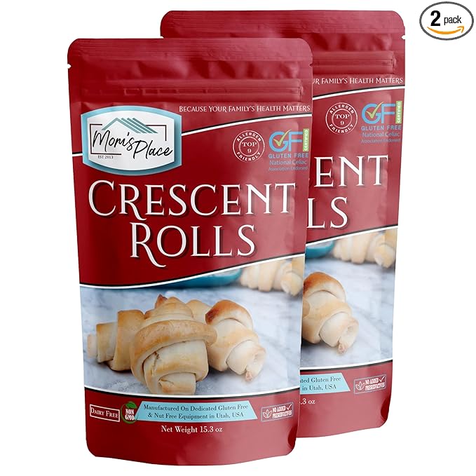 Mom's Place Gluten-Free Crescent Roll Mix (2-Pack) - Soft & Fluffy Rolls, Dairy Free, Nut Free, Soy Free, Non-GMO, 24 servings