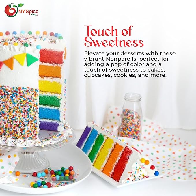 NY Spice Shop Mix Color Nonpareils Sprinkles - 1 Pound Non Pareil Sprinkles - Sprinkle for Party Decorations and Cookies