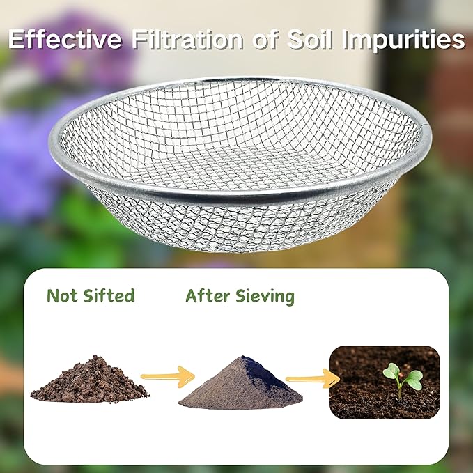 2PCS Soil Sifter for Gardening, Rock Sifter for 5gallon Bucket, Dirt Sifter Compost Sifter, Sifter for Gravel Sawdust Vermicompost