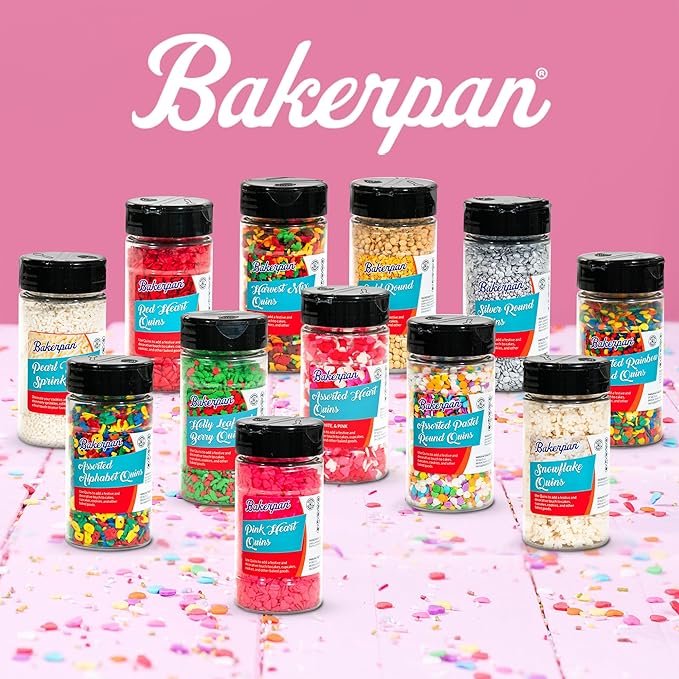 Bakerpan Quins Sprinkles for Cake Decorating - 4 Ounces - Gold Edible Confetti Sprinkles for Cupcakes, Ice Cream, Cookies, Cakes (Made in USA)