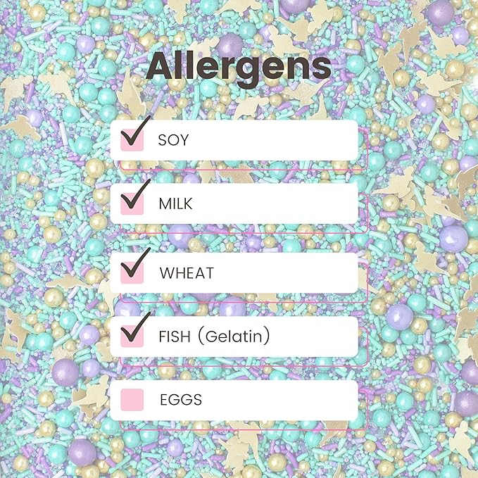 Sprinkle Pop Arabian Princess Sprinkles Mix| Aqua Lavender Purple Sprinkles with ~20 Genie Bottle Toppers and Gold Dragees| Girl Birthday Decorating Sprinkles Made in USA for Cake Cookie Cupcakes, 4oz