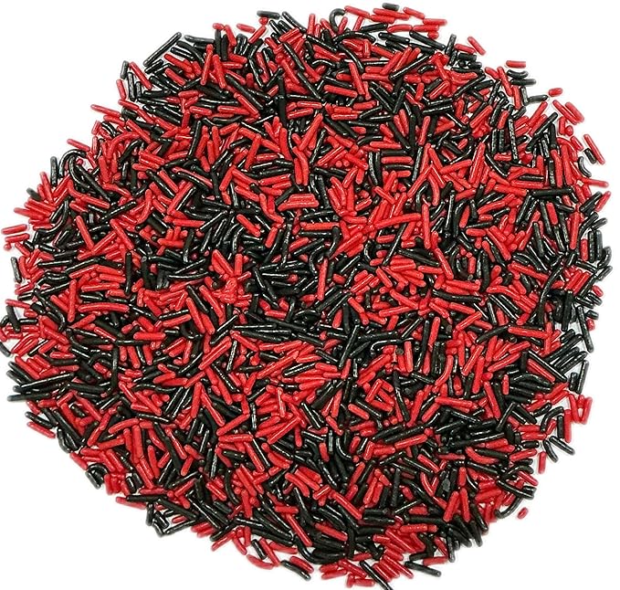 Sentovac Edible Black and Red Mixing Jimmies Sprinkles for Cake Decorating Baking Cookie and Ice Cream Topper Decorations Halloween Sprinkles Supplies 78g/2.75oz