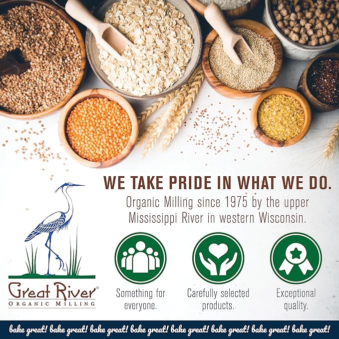 Great River Milling Organic Unbleached Wheat Bread Flour | Artisan Bread Flour for Baking | Multi-Purpose Wheat, Unbromated, Non-GMO, Kosher | 25 Lb (Pack Of 1)
