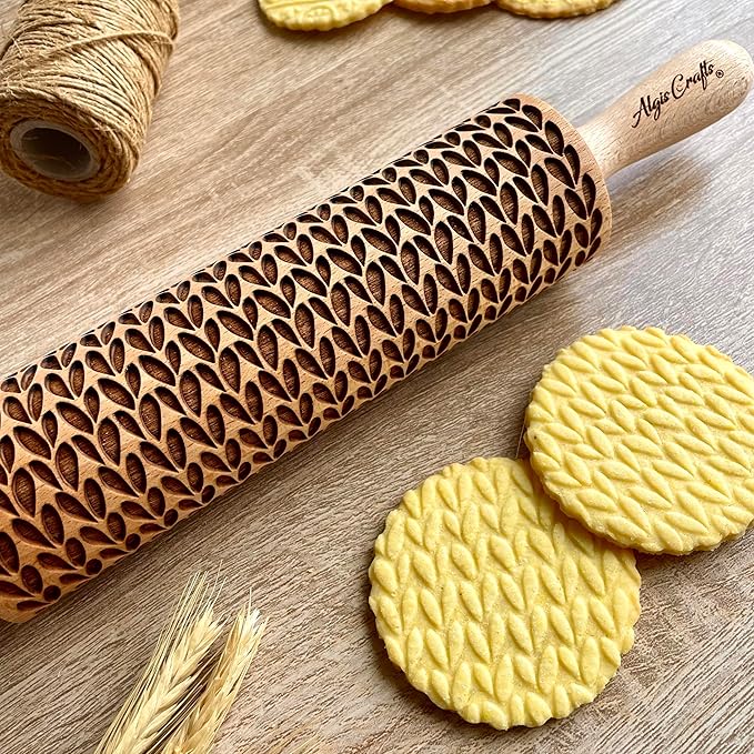 STOCKINETTE EMBOSSING ROLLING PIN LASER ENGRAVED DOUGH ROLLER GIFT for MOTHER FRIEND