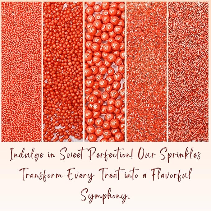 Confect Orange Sprinkles – Halloween Edible Sprinkle Mix | Assorted 5-Pack with Orange Dragees, Jimmies & Sparkling Sugar | Spooky-Night Sprinkles | Cake & Cupcake Decorating Topping | Vegan, Gluten-Free – 5 Oz