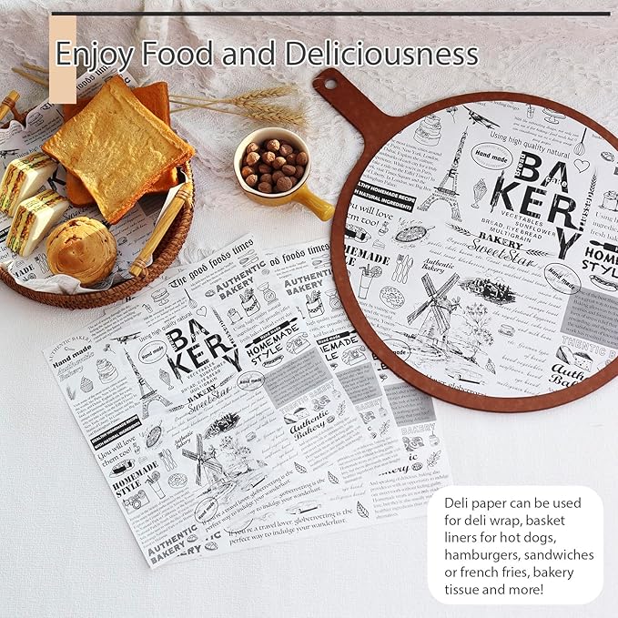 10" Round Food Paper Sheets (100 Pack) - Premium Deli Paper Sheets - Greaseproof Liners for Food Boats - Pre Cut Sandwich Wrappers - Food Basket Sheets for Baking, BBQ, Picnic, Festival