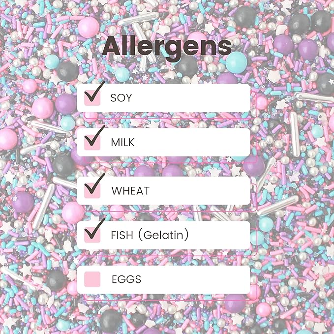 Sprinkle Pop Milky Way Sprinkle Mix| Pink Black Blue Purple Sprinkles With Silver Metallic Dragees| Space Galaxy Stars Sprinkles Made in USA for Decorating Cakes Cookie Cupcakes Ice Cream, 2oz