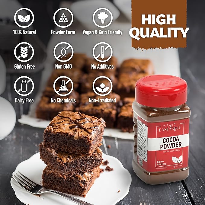 Eastanbul Cacoa Powder, 5.29oz, Raw Cacao Powder, Cocoa for Baking and Smoothies, Unsweetened, Unprocessed Cocoa, Sugar Free, Natural, Vegan,Gluten Free, Non-GMO