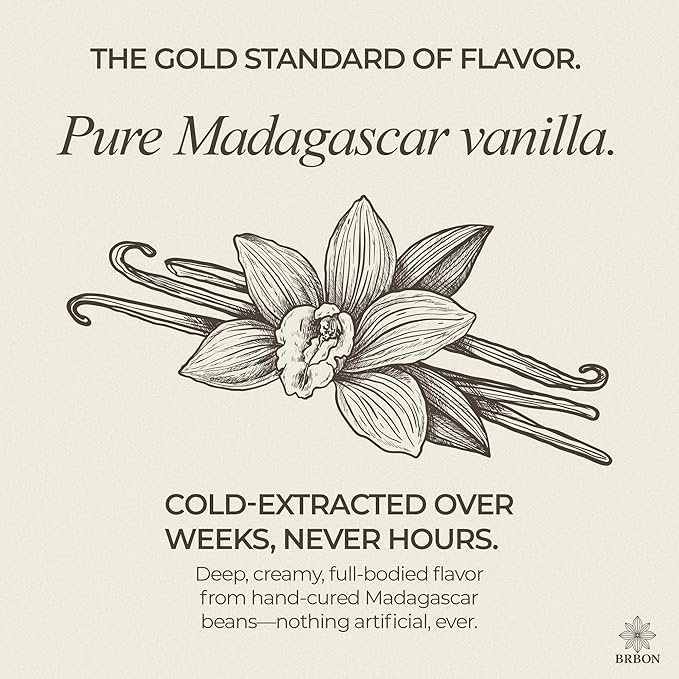 BRBON 8oz Pure Vanilla Extract | Made from Premium Madagascar Bourbon Vanilla Beans | Pure Extract Perfect for Baking, Cooking & Desserts | Non-GMO, Gluten-Free, Vegan & Kosher | 8oz. Bottle