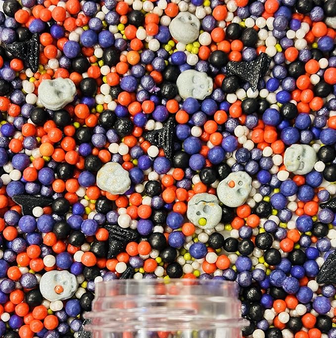 Confect Halloween Edible Sprinkles Bottle | Spooky Cake Decorations for Halloween Cupcakes, Cookies, Treats | Festive Sprinkle Mix for Baking – Witch, Ghost, Pumpkin Shapes – 4.2 Oz (HLWNBOX-BT-9)