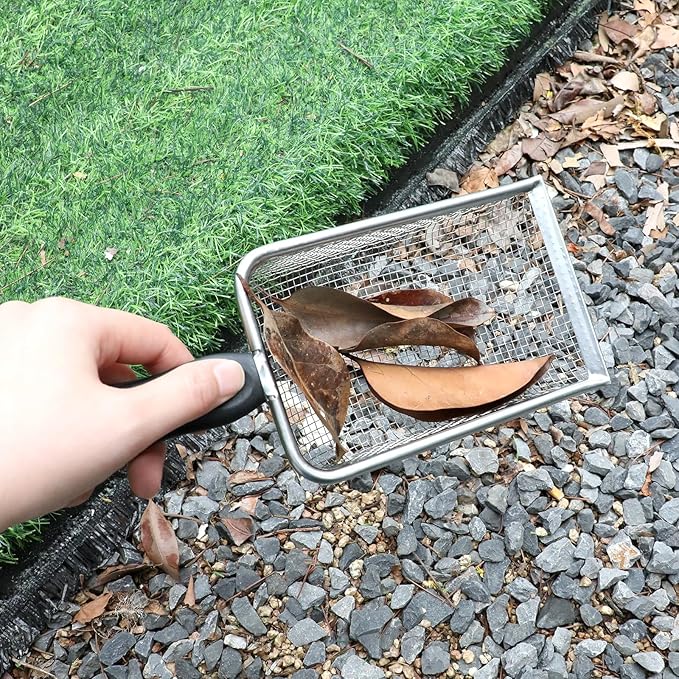 3 Pcs Gardening Soil Sifter 2.8/3.8/5 mm Mesh Garden Sand Compost Sieves Scoop Garden Shovels with Handle for Rocks Dirt Compost Filtration Planting Tool Accessories Supplies Stainless Steel