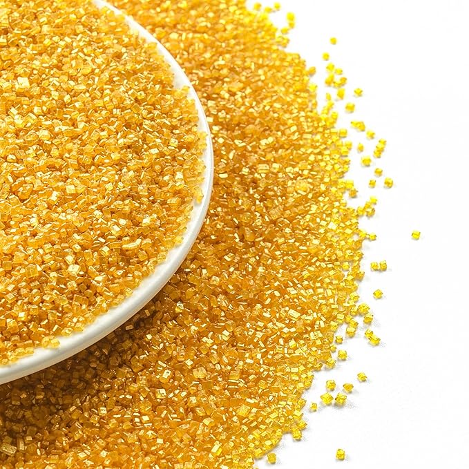 Gold Sanding Sugar 150g (5.3 oz) - Edible Sparkling Sugar for Baking Decorations, Cookies, Cakes, Cupcakes Ice Cream Toppers - Vibrant Gold Color Sugar Crystals