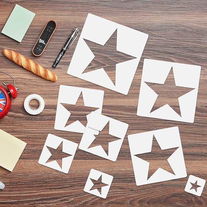 Large Star Stencil for Painting Template 5 Point Star Template Reusable Plastic Stencils,for Home Decoration Arts Paper Fabric Flag(8 Sizes)