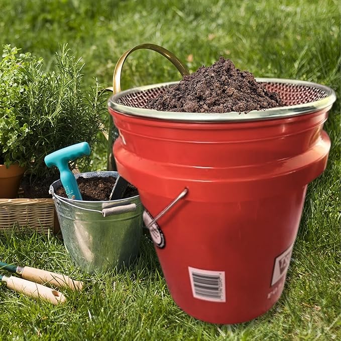 Soil Sifter for Gardening, Rock Sifter for 5gallon Bucket, Dirt Sifter Compost Sifter, Sifter for Gravel Sawdust Vermicompost (1, 1/4 Inch)